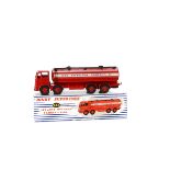 A Dinky Supertoys 943 Leyland Octopus 'Esso' Tanker, dark red body and grooved hubs, red tinplate