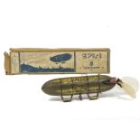 A Lehmann EPL-1 clockwork Tinplate 651 Zeppelin Airship, in gold with plastic propeller blades, in
