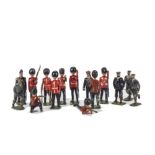 Britains pre WW2 figures including marching Fusiliers (5), Guards at attention (3), marching