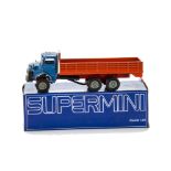 Arpra Supermini 1:50 Mercedes-Benz 2013 Dry Load Truck, blue cab, orange back, red chassis, grey