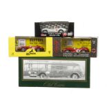 Old Cars 5700 Ferrari Transporter and related vehicles, Transporter in red, in original box,