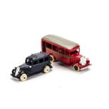 Micro Models Denmark, Four Door Saloon, possibly a Taxi, and a American style 1930s Bus, both