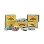 Matchbox Lesney 1-75 Series Cars, 30a Ford Prefect, fawn, MW, 43a Hillman Minx, pale blue/grey body,