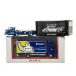 Conrad MB Transporter and Norev Michelin Transporter, Conrad Mercedes in blue with two ramps, in