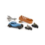 A Dinky Toys 36c Humber Vogue, mid blue body, black chassis and ridged hubs, 37a Civilian