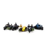 Dinky Toy Motorcycles, 270 AA Motorcycle Patrol, SGPW, 43b RAC Motorcycle Patrol, SBRW, 42b Police