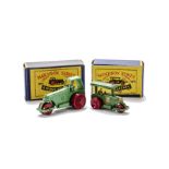 Matchbox Lesney 1-75 Series 1a Diesel Road Roller, dark green, gold trim, red wheels, 1c Diesel Road