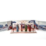 Crescent Toys Garage & Forecourt, of cardboard construction with central garage scene, countryside