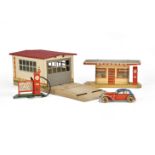 A Kibri Tip Top Tinplate 'Shell' Garage, with electric light fitting, Distler or similar small