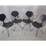 A set of four Charles and Ray Eames DKR bikini chairs, on Eiffel Tower bases with perspex pad