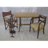 A 19th Century walnut side table, of rectangular form with turned pedestals and shaped splayed feet,