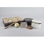A collection of miscellaneous boxes, including a Japanese inlaid box, another modelled as a book,