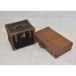 An Edwardian canvas and leather bound travelling trunk, with brass fittings, 45 cm x 39 cm x 36 cm