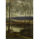 Verna Muriel Jackson, watercolour on paper, river and landscape scene, unsigned, framed and