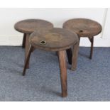 Three quirky beer keg top stools, each barrel cover with Simmonds of Reading and codes stamped, on