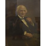 W C Parker, 20th Century, overpainted photograph portrait study of seated elderly gentleman, on
