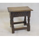 An 18th Century style small oak joint stool, 40 cm x 27 cm x 41 cm high