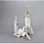 A collection of ten Lladro figures, modelled as females and children in various poses including a
