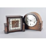 A Smith's Art Deco style mantle clock, together with three other mantle clock of various design,