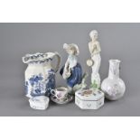 A collection of various ceramics, including a Royal Doulton figure, Modesty HN 2744, a commemorative