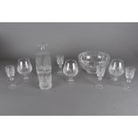 A part suite of cut glass, including six wine glasses, four brandy balloons, four tumblers, six