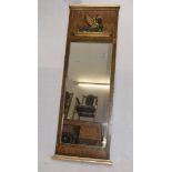 A Regency style mahogany and satin strung hall mirror, of rectangular shape with mirrored lower