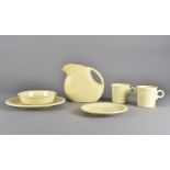 A collection of Fiesta ware china, all in yellow glaze comprising six dinner plates, six bowls,
