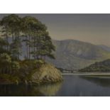 Leeson Rowbotham, 20th Century, acrylic on board, Evening Sun after Rain, Friars Crag, Lake