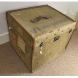 Two canvas and leather travel trunks, one Army and Navy, 69 cm x 46 cm x 32 cm high, the other W H