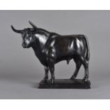 Charlotte Dunwiddie (1907-1995) a plaster study of standing bull, on rectangular plinth base