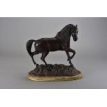 After Christophe Fratin, a bronze figure of a horse, marked to the side 'Fratin 21', on a marble