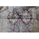 A modern wool Shirawan Caucasian carpet, also known as a Shiravan, with purple ground, with