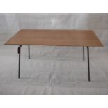 Charles and Ray Eames, a rectangular topped beech veneered splayed leg dining table, 152 cm x 76