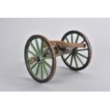 A 20th Century scratch built model of an artillery cannon, with cast iron green and black painted