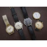 Five vintage and modern gentlemens wristwatches, with examples from Paul Jobin, Nivada, Mondaine,