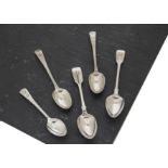 A collection of Georgian to 20th century teaspoons, some nice bright cut examples, some fiddle