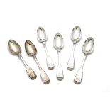 A set of Victorian silver dessert spoons by William Eaton, fiddle pattern with initials, London