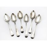 A group of six Georgian and Victorian silver tablespoons, all Old English pattern, five by William