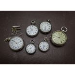 A group of six Victorian and later silver open faced pocket watches, one marked The Express