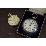 A Victorian silver open faced English Lever pocket watch from Kendall & Dent, in retailers watch