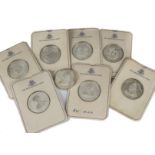 A set of eight Birmingham Mint Queen's of the British Empire silver proof style medallions, each