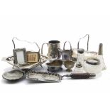 A collection of Victorian and later silver and silver plated items, including a silver mounted