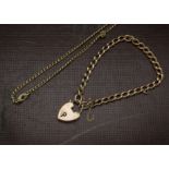 A vintage 9ct gold curb link chain bracelet, together with a 9ct gold necklace, 19.7g