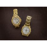 Two modern gold plated Seiko gentlemen's wristwatches, one a Kinetic, 5M42-OF28, the other a