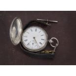 A Victorian Waltham silver full hunter pocket watch crack to enamel dial