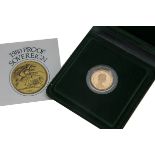 An Elizabeth II full sovereign, dated 1980, Unc, in plastic capsule and Royal Mint green case with