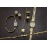 A collection of gold and yellow metal jewellery, along with gold plated jewellery, together with a