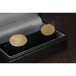 A pair of modern 9ct gold cufflinks, having plain oval panels on snap backs, 5.5g, with a box (3)