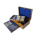 A good George V silver part centeen of cutlery from George Butler, in oak fitted box with two lift