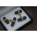 A pair of modern lapis lazuli and silver gilt cufflinks